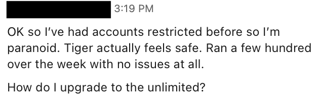 Invited user feedback screenshot